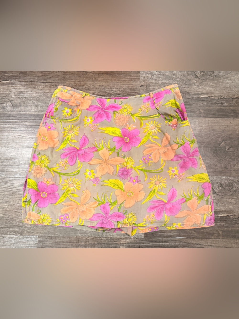 Blue Plate 100% Cotton Skort in Pink & Peach